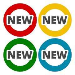 New red sign, button, icons set