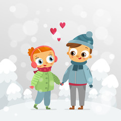 Romantic couple - St. Valentine's Day vector greeting card design