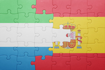 puzzle with the national flag of spain and sierra leone