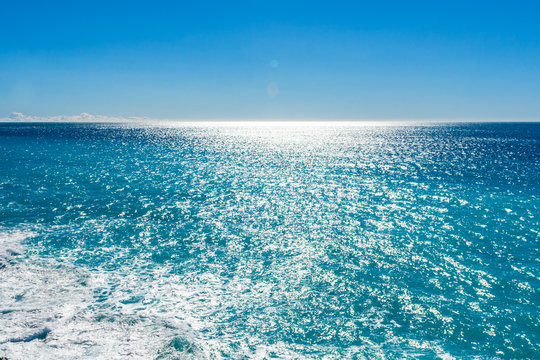 Fototapeta View of beautiful Mediterranean landscape, sea and sunny sky.