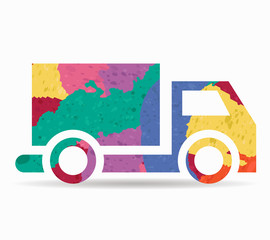 truck drawn painted icon vector
