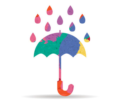 umbrella rain drawn painted icon vector