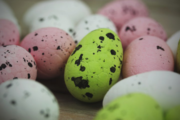 Easter eggs on a wooden background