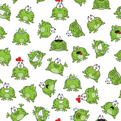 Obraz premium Sweet seamless pattern with frogs 