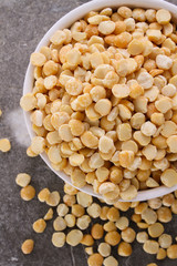 raw uncooked yellow split pea dhal