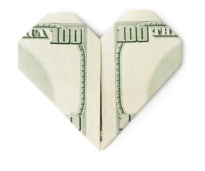 Hundred dollars heart isolated