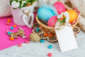 Easter eggs and flowers