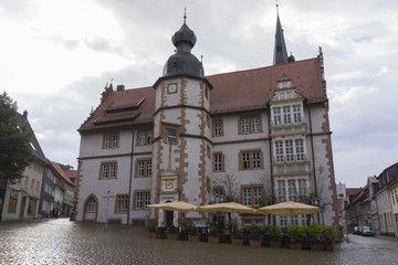 Street view of a old town Alfeld in Lower Saxony, Germany. It is located on the Leine river on the German Timber-Frame Road.