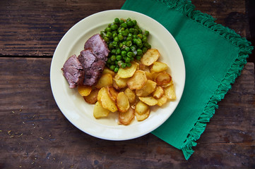 Meat potatoes and beans