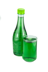 water bottles and glass chlorophyll
