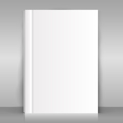 Brochure mock up. White book on gray background. Vector illustration.