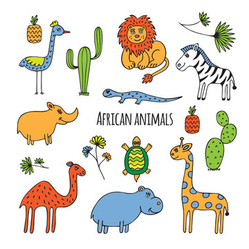 African animals sketch