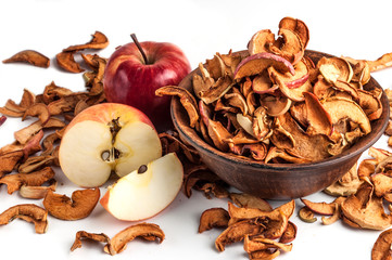 Dried apple sleces isolated on white background