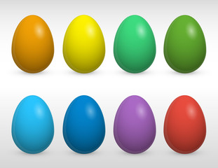 Set of colored Easter eggs on a white background
