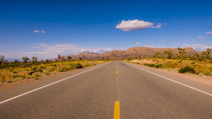 Long and empty lonesome road through Arizona