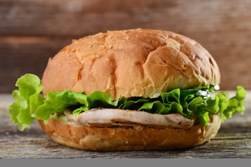 Light burger with chicken fillet