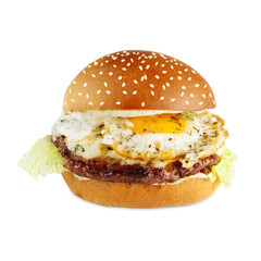 Tasty cheeseburger isolated at white background