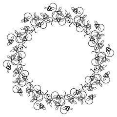 Round floral silhouette frame