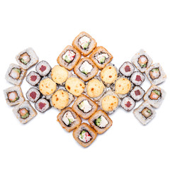 Japanese food. Sushi set of different rolls