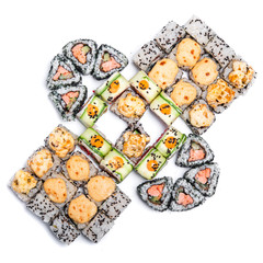 Japanese food. Sushi set of different rolls