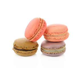 Colorful macaroons isolate on white background.