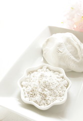 Fototapeta na wymiar flour and Japanese mochi dough