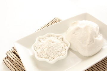 flour and Japanese mochi dough