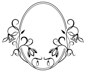 Round floral silhouette frame