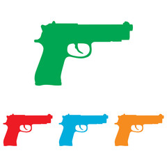 Gun sign. Colorfull set