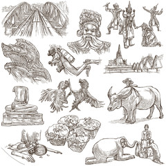 Fototapeta premium Thailand. Pictures of Life. Freehands.