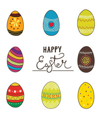 Set of Easter eggs. Hand-drawn decorative elements in vector. 