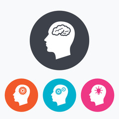 Head with brain icon. Male human symbols.