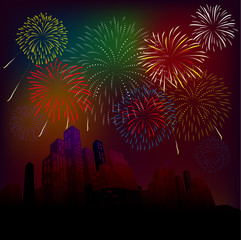 Fototapeta na wymiar fireworks and happy new year