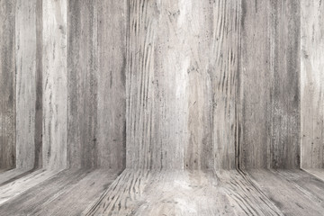 Old grunge wood flooring and wood wall