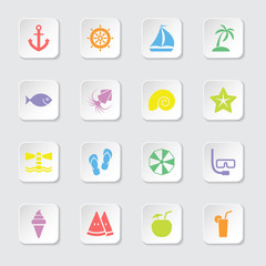 colorful flat icon set 9 on white rounded rectangle button with soft shadow for web design, user interface (UI), infographic and mobile application (apps)