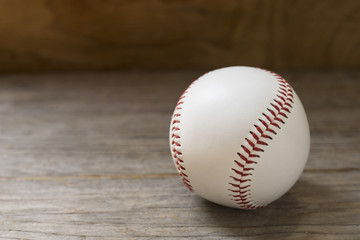 baseball on old brown and vintage table background