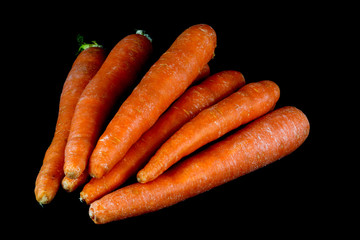 Organic Carrots on Black Background