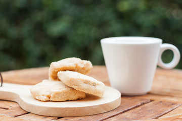 Cashew cookies with coffee cup