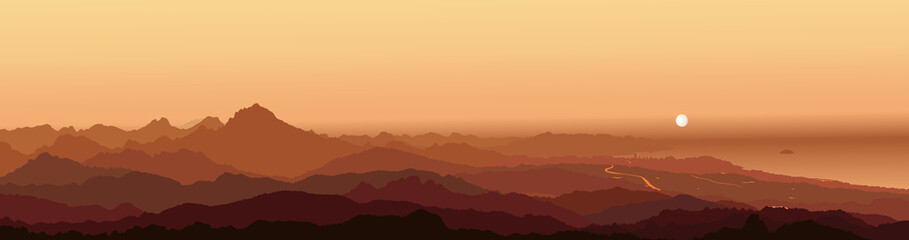 Obraz premium Panorama Cabezón de Oro (Cabeçó d'Or) Alicante Mountain Sunrise