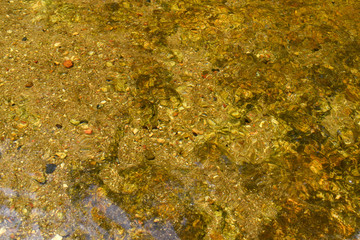 Abstract texture river creek  stream, water on yellow ravel