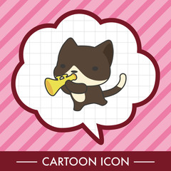 animal cat playing instrument cartoon theme elements
