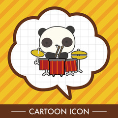 animal panda playing instrument cartoon theme elements