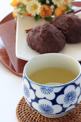 Japanese confection, Ohagi and green tea
