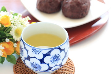 Japanese confection, Ohagi and green tea