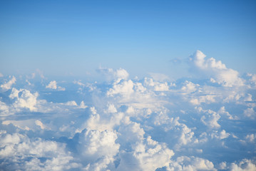 Sky and clouds, view from airplane's window