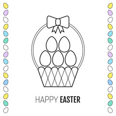 Easter basket with eggs flat icon