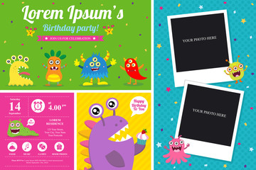 Cute Monster Invitation Birthday Card