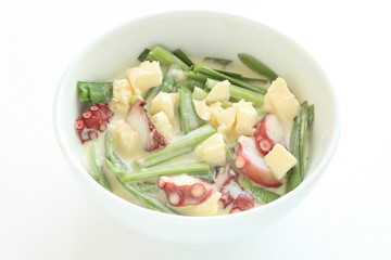 freshness boiled octopus and dough for korean food cooking ingredient image