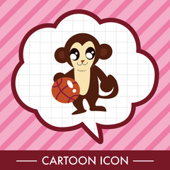 Animal monkey doing sports cartoon theme elements