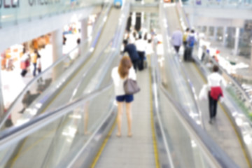 Abstract blurred focus Suwannabhumi Airport in Thailand